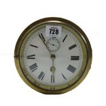 A brass ship's porthole wall clock, early 20th century,