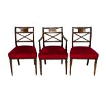 A set of ten George IV mahogany framed dining chairs,