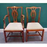 A set of eight George III style dining chairs, with pierced splat on square supports,