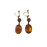 A pair of citrine pendant earrings,