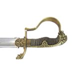 A naval officer's sword with engraved steel blade (74cm long), knuckle bow,