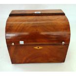 A 19th century cylinder fronted mahogany decanter box, 32cm wide x 27cm high.