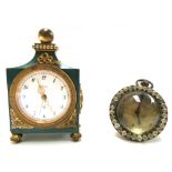 A late 19th century French desk timepiece formed as a glass globe, visible movement to reverse,