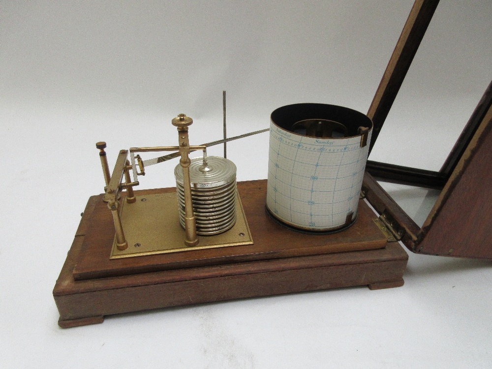 A Short & Mason mahogany cased barograph, circa 1900, with clockwork drum and twelve aneroids, - Image 3 of 3