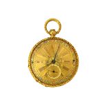 A Victorian black enamelled, key wind, openfaced lady's fob watch,