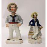 A Staffordshire portrait figure, 'Britain's Glory', 19th century, polychrome decorated,