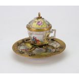 A Berlin porcelain gilt metal mounted inkwell, late 19th century,