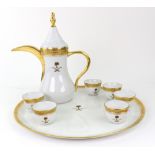 A Bernardaud Limoges France Vauban Incrustation or fin porcelain coffee service,