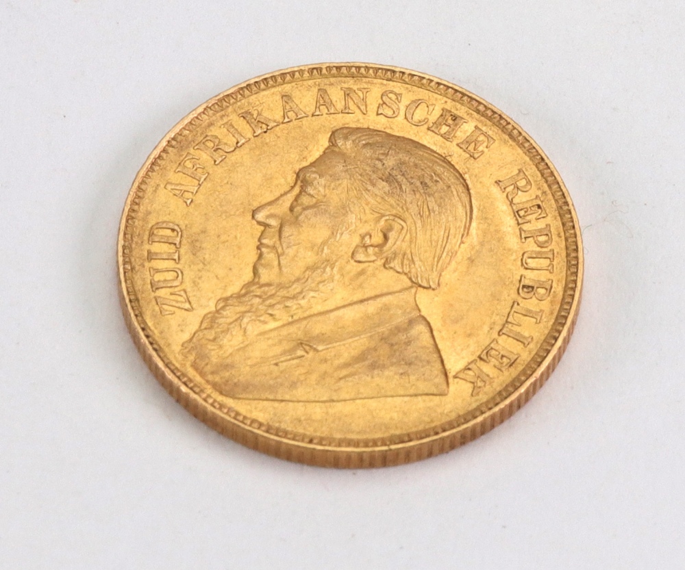 A South African gold 1 Pond coin, 1898.