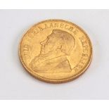 A South African gold 1 Pond coin, 1898.