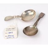 A George III silver fiddle pattern caddy spoon, John Sutler, Newcastle 1807,