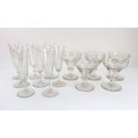 Eight facet cut champagne flutes, 17.