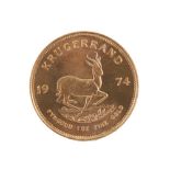 A South African Krugerrand, 1974.