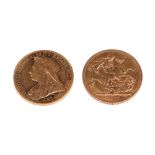 A Queen Victoria sovereign 1899 and a George V sovereign, 1915 (2).