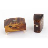 An early 19th century tortoiseshell and ivory banded novelty needle packet case,