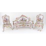 A French faience model of a Louis XV salon suite, late 19th century,