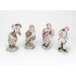 A matched set of four Derby porcelain figures of children, circa 1775, emblematic of the seasons,