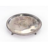 A George III silver oval teapot stand, Charles Aldridge, London 1791, with bead edge,