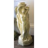 A weathered pre-cast terrace figure modelled as The Three Graces, after the antique, 73cm high.