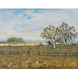 Australian School, 20th Century, View of a landscape, initialled 'W.R.