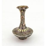 A Japanese silver and foliate enamelled vase, Meiji,