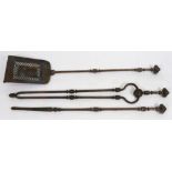 A set of three early 19th century steel fire tools,