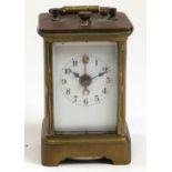 A miniature brass cased carriage clock, with alarm, late 19th century,