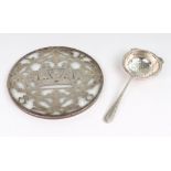 An Art Deco silver mounted circular plate glass place mat, Asprey, Birmingham 1941,