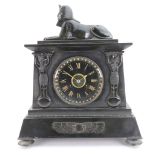 A Victorian black marble and bronze mounted 'Egyptian' Revival mantel clock, circa 1870,