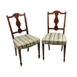 A pair of Dutch walnut floral marquetry side chairs, late 19th century,