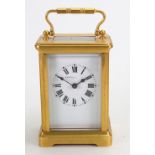 Z Barraclough Leeds: A French brass cased carriage timepiece, early 20th century,
