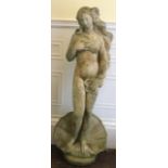 A weathered pre-cast terrace figure modelled as The Birth of Venus, after the antique, 120 cm high.