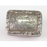 A George IV silver foliate engraved rectangular vinaigrette, Nathaniel Mills, Birmingham 1829,