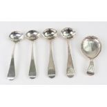 A pair of William IV Old English pattern silver salt spoons, James Barber & William North,