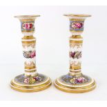 A pair of Copeland Spode candlesticks, mid 19th century, the vase shape sconces,