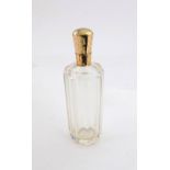A Dutch gold mounted glass perfume bottle, 19th century, of octagonal tapering form,