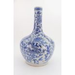 A Chinese blue and white bottle vase, late 19th century,