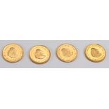 Four South African gold 1 Rand coins, 1968, 1971, 1975 & 1976 (4).