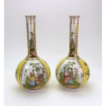 A pair of Dresden porcelain bottle vases,