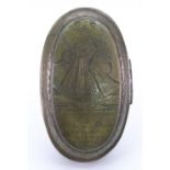 A Dutch oval brass tobacco box, in 18th century style,