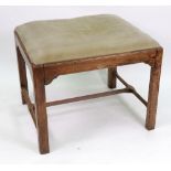 A George III mahogany dressing stool, with upholstered drop-in seat,