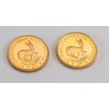 Two South African gold 2 Rand coins 1968 & 1975 (2).