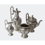 A Victorian silver four piece 'Roman Revival' tea and coffee service, Sheffield 1872,