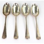 A set of four George II silver Hanoverian pattern tablespoons, Isaac Callard, London 1733, 9ozs,