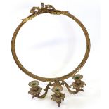 A French gilt metal girandole circa 1900, the circular frame cast with a ribbon tied surmount,