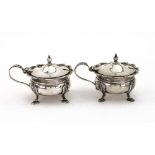 A six piece silver double cruet set, Mappin & Webb, Birmingham 1939, in mid 18th century style,