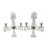 A pair of Regency style gilt metal mounted cut glass candelabra, second half 19th century,
