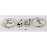 A pair of shaped circular silver bon bon dishes, Charles S.