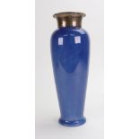 A Royal Doulton silver mounted Titanian-ware vase, tapering form,