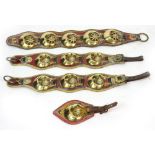 A pair of red leather Martingales, 19th century,
